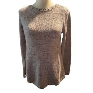 Pure Jill Speckle Knit Cotton Blend Sweater, Beige Flecked Soft, Oversized XS